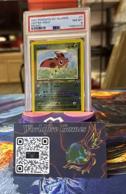 Pokemon Southern Islands Promo Reverse Holo Foil Ledyba 7/18 PSA 8 Graded SWIRL - Image 1