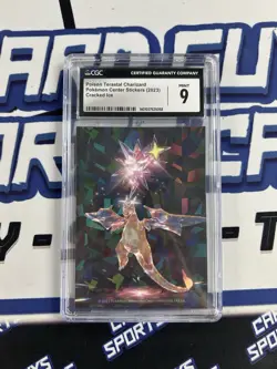 2023 Pokemon Center Stickers Poison Terastal Charizard Cracked Ice CGC MINT 9 - Image 1