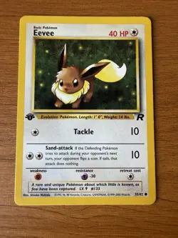 Pokemon TCG Team Rocket 1st Edition Eevee 55/82 LP - Image 1