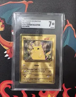 2021 Pokemon Celebrations Ultra Premium Collection Gold Metal Pikachu #58 SGC 7 - Image 1