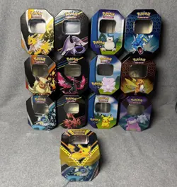 Pokemon TCG Empty Tins Lot of Of 13 Assorted Pikachu Zapdos Eeveelutions - Image 1