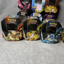 Pokemon TCG Empty Tins Lot of Of 13 Assorted Pikachu Zapdos Eeveelutions - Image 2