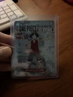 One Piece Monkey D. Luffy US Voyage College Basketball Card Rutgers - Image 1