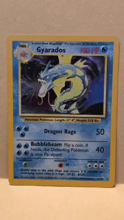 Pokemon TCG Gyarados 6/102 Holo Rare Card LP Base Set WOTC Unlimited - Image 1
