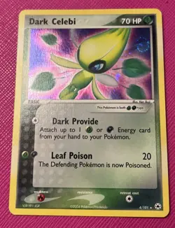 Pokemon TCG Dark Celebi Holo Rare Card #4/101 Hidden Legends Series NM - Very LP - Image 1