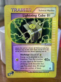 Lightning Cube 01 127/147 Reverse Holo Pokemon Aquapolis MP English Card WOTC - Image 1