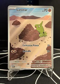 Larvitar Holo Illustration Rare Card 203/197 Sv03: Obsidian Flames NM Condition - Image 1