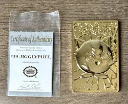 1999 Burger King BK Pokemon 23K Gold Plated Trading Card JigglyPuff - Image 1