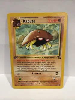 Pokemon TCG Kabuto Fossil Card 50/62 Regular Common 1st Edition - Image 1