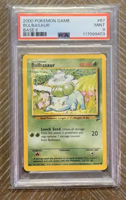 Vintage Pokemon Card - Base Set 2 Bulbasaur #67/130 PSA 9 Graded Card English - Image 1