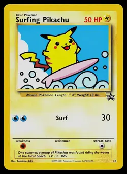 Pokemon Card - Surfing Pikachu #28 WoTC Black Star Promo - Image 1