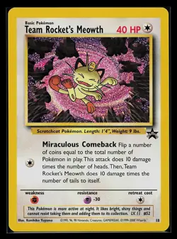 Pokemon Card - Team Rocket's Meowth #18 WoTC Black Star Promo - Image 1