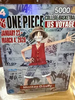 One Piece Monkey D. Luffy US Voyage College Basketball Promo card SEALED 🔥🔥🔥 - Image 1