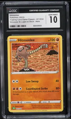 Pokemon CGC 10 Gem Mint TCG Classic Collection Holo Hitmonlee CLV 011/034 - Image 1