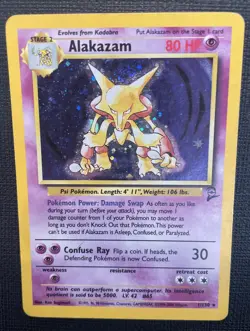 Pokemon Alakazam TCG 1/130 Base Set 2 Holo Rare MP/HP Condition - Image 1