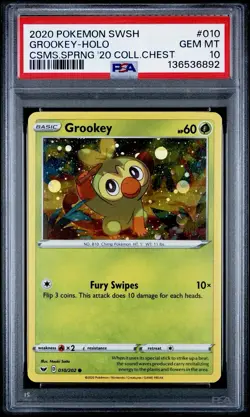 Pokemon SWSH Grookey #010 Holo Cosmos Spring Collector's Chest PSA 10 NEW CERT - Image 1