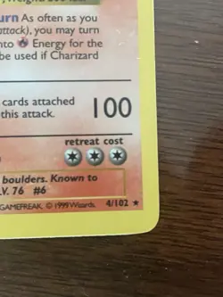 Pokemon TCG 1999 Base Set Charizard 4/102 Holo Rare Unlimited Holographic - Image 5