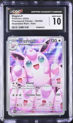 2025 POKEMON PHANTASMAL FLAMES #105 WIGGLYTUFF CGC 10 GEM MINT - Image 1
