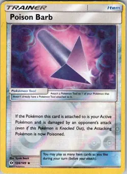 Pokemon | SM Base Set | Poison Barb | 124/149 | Reverse Holo | MP - Image 1