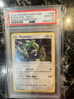 2020 Pokemon Rayquaza Holo #SWSH29 BSP Triple Blisters Pack Gem Mint PSA 10 - Image 1