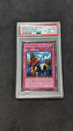 YUGIOH Imperial Order 1st Edition PSV 104 PSA 8 - Image 1