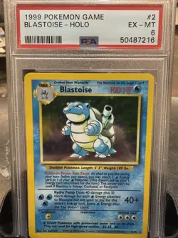 Pokemon TCG Blastoise Holo Unlimited Rare Card Base Set 2/102 PSA 6 - Image 1