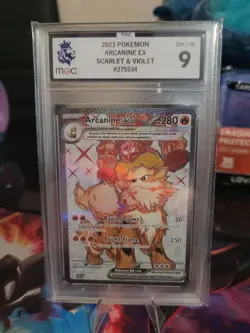Pokemon Card Arcanine ex 224/198 Scarlet and Violet Full Art TCG Graded 9 - Image 1