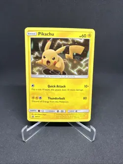 Pokemon TCG Pikachu SM227 Black Star Promo Sun & Moon Cosmos Holo 2019 Card - Image 1