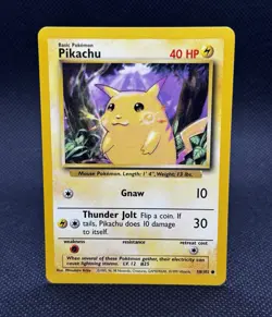 Pokemon Card Pikachu Base Set 58/102 Common Unlimited NM - Image 1