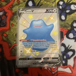 Pokemon TCG Ditto v SV118/SV122 Shiny Holo Rare Card Shining Fates NM - Image 1