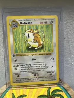 1st Edition Raticate 40/102 Base Set - Uncommon Pokemon Card - Near Mint - Image 1