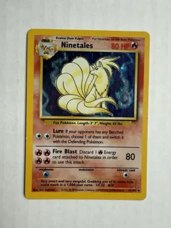 Pokemon Base Set Unlimited Ninetales 12/102 Holo Rare Vintage Pokemon Card MP - Image 1