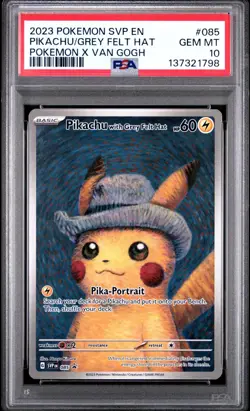 2023 POKEMON SVP EN-SV BLACK STAR PROMO #085 PIKACHU WITH GREY FELT HAT PSA 10 - Image 1