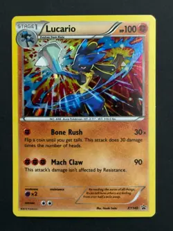 POKEMON LUCARIO XY140 BLACK STAR PROMO HOLO RARE - Image 1