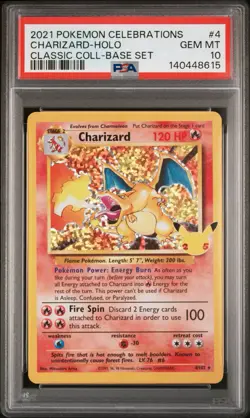 PSA 10 Pokemon 2021 Celebrations Charizard Holo Classic Coll Base Set 4/102 - Image 1