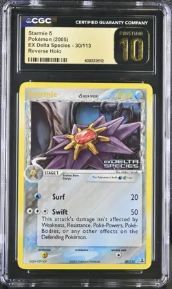 CGC 10 PRISTINE Starmie EX Delta Species 30/113 Reverse Holo Stamped Pokemon - Image 1
