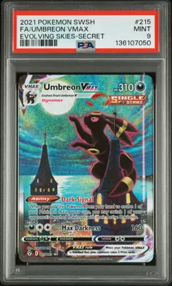 2021 POKEMON SWORD & SHIELD EVOLVING SKIES SECRET FULL ART/UMBREON VMAX PSA 9 - Image 1