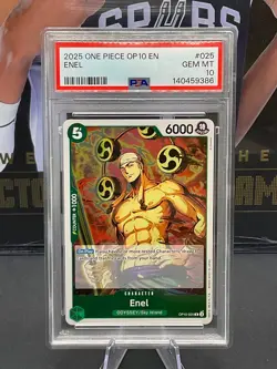 2025 One Piece OP10 English #025 Enel PSA 10 GEM MINT - Image 1