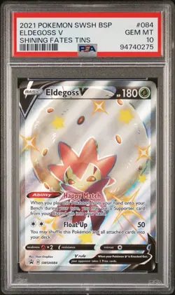 2021 Black Star Promo Shining Fates Tins # 084 Eldegoss V PSA 10 Card! GEM MINT! - Image 1