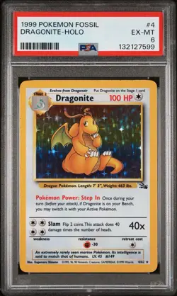 Pokemon TCG Dragonite 4/62 Fossil Holo PSA 6 EX-MT - Image 1
