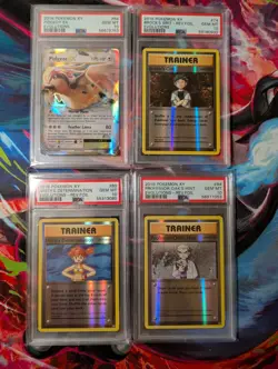XY Evolutions PSA Bundle -Rev Foil PSA 10 & 9 - Pidgeot EX Brock's Grit Pokemon - Image 1