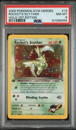 Pokemon Rocket's Scyther 2000 Gym Heroes 1st Edition Holo Rare #13 PSA 8 - Image 1