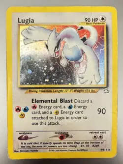 Pokemon TCG Lugia Neo Genesis Holo Semi-swirl Rare Card 9/111 - Image 1