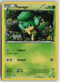 Pokemon Pansage - 2/12 002/012 McDonald's Promos 2012 NM card Holo - Image 1
