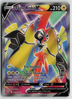 Pokemon Tapu Koko V (Full Art) 147/163 SWSH05: Battle Styles Ultra Rare card Nea - Image 1
