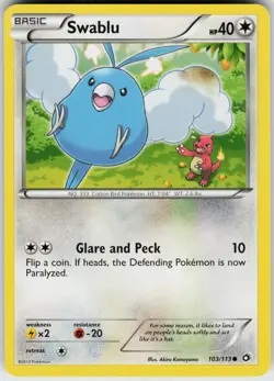 Pokemon Swablu 103/113 Legendary Treasures Normal card - Image 1