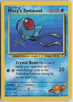 Pokemon Misty's Tentacool (57) 057/132 Gym Heroes LP card - Image 1