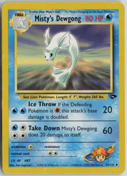 Pokemon Misty's Dewgong 054/132 Gym Challenge MP card - Image 1