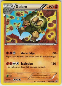 Pokemon Golem 47/106 XY - Flashfire card - Image 1