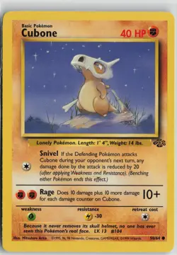 Pokemon Cubone 50/64 Jungle LP card - Image 1